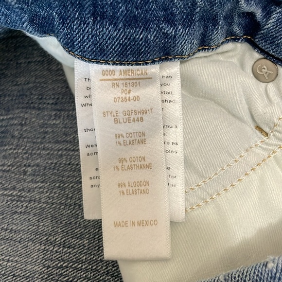 GOOD AMERICAN Destruction High Rise Jeans Size 4 x 27 Raw Frayed Hem Ripped - Picture 8 of 12